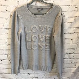 Marled LOVE Light Gray Acrylic Blend Crewneck Sweater size SMALL
